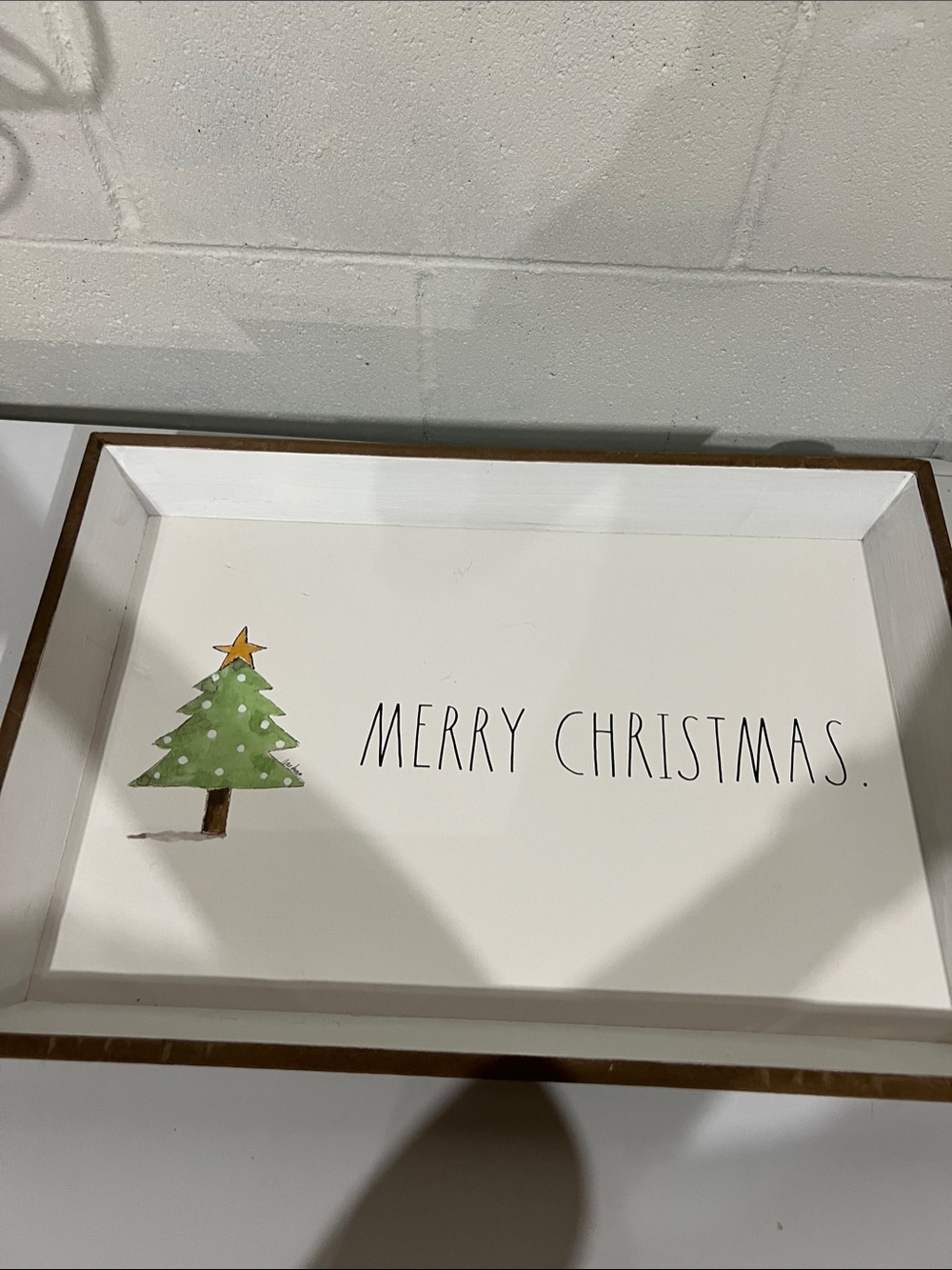 Rae Dunn White Tray with Green Christmas Tree and Gold Star